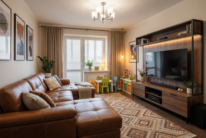 Дизайн интерьера в стиле Блэктэк — Гостиная от нейросети RoomGPT