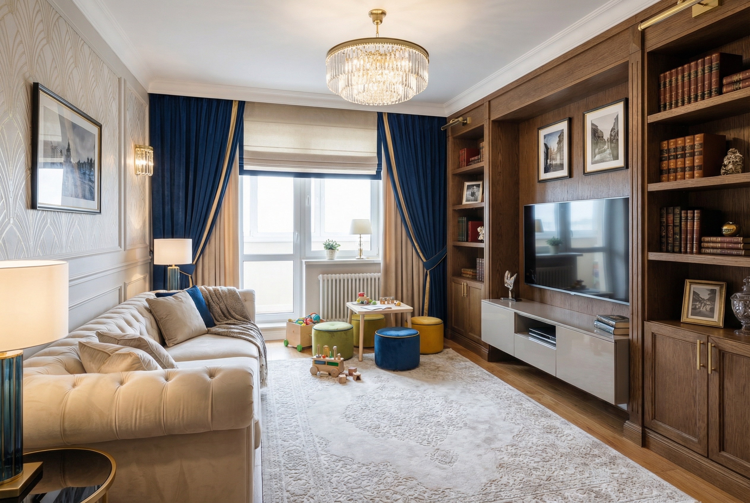 Дизайн гостиной в стиле Британский — фото интерьера от нейросети RoomGPT