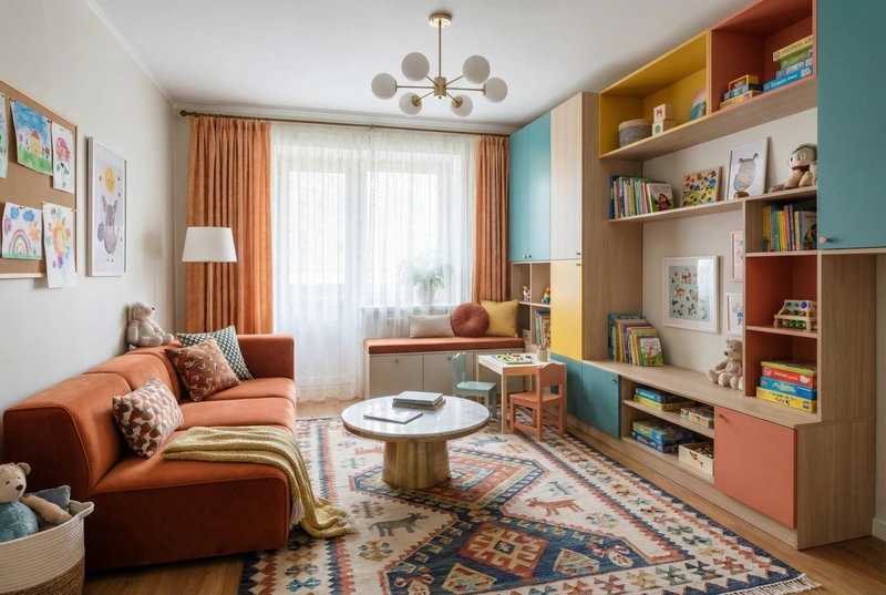 Дизайн интерьера в стиле Эклектика — Гостиная от нейросети RoomGPT