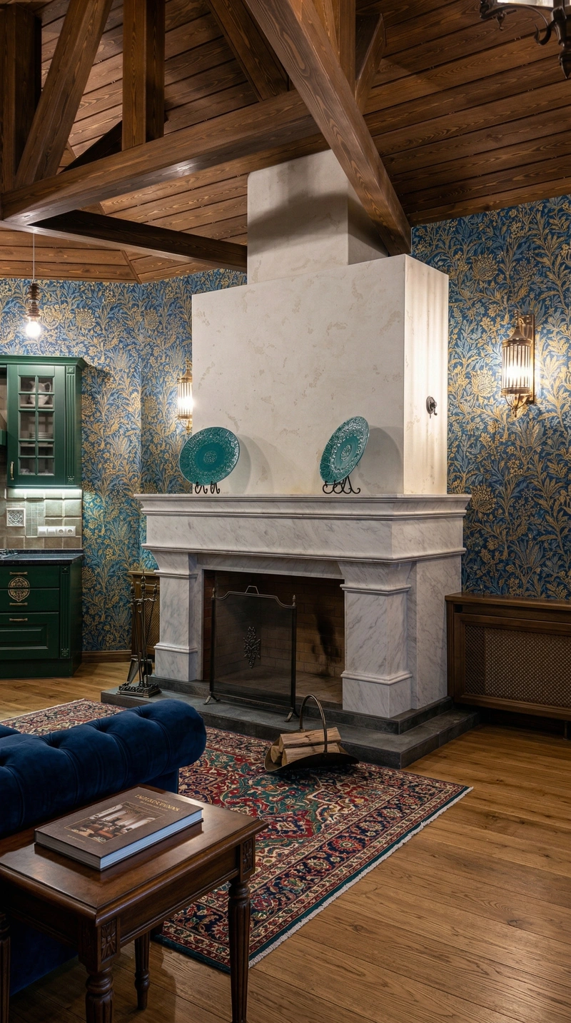 Дизайн гостиной в стиле Британский — фото интерьера от нейросети RoomGPT