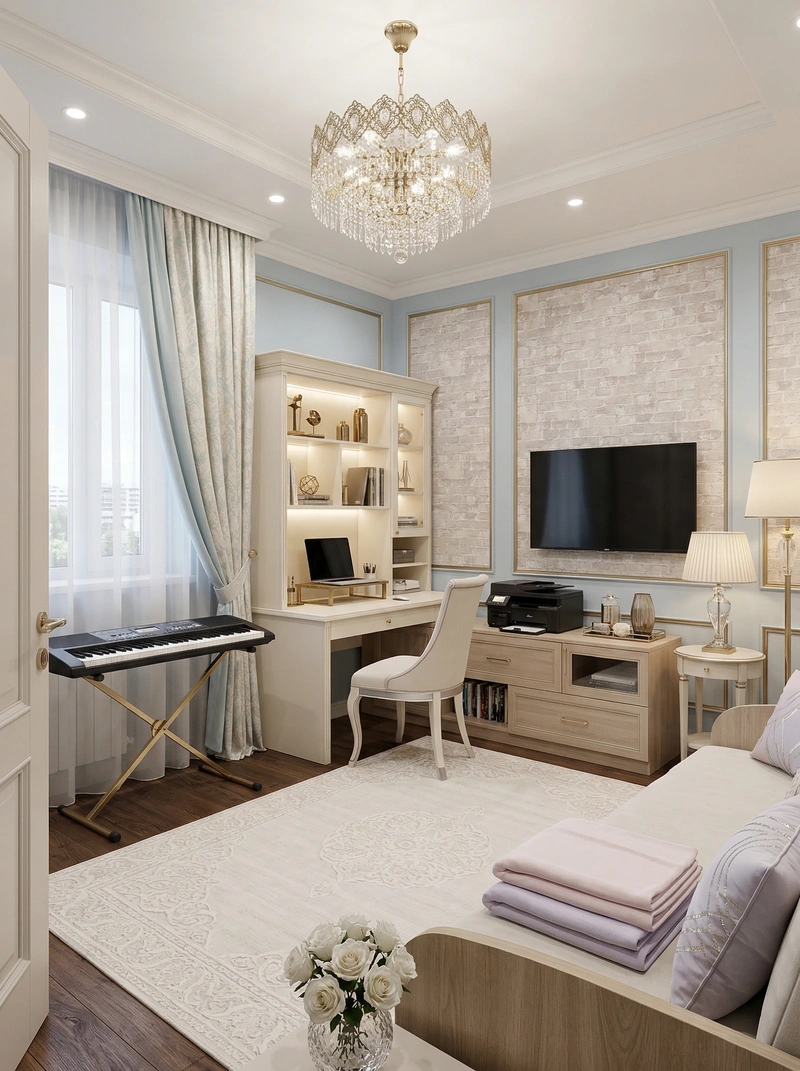 Дизайн интерьера в стиле Неоклассика — Гостиная от нейросети RoomGPT