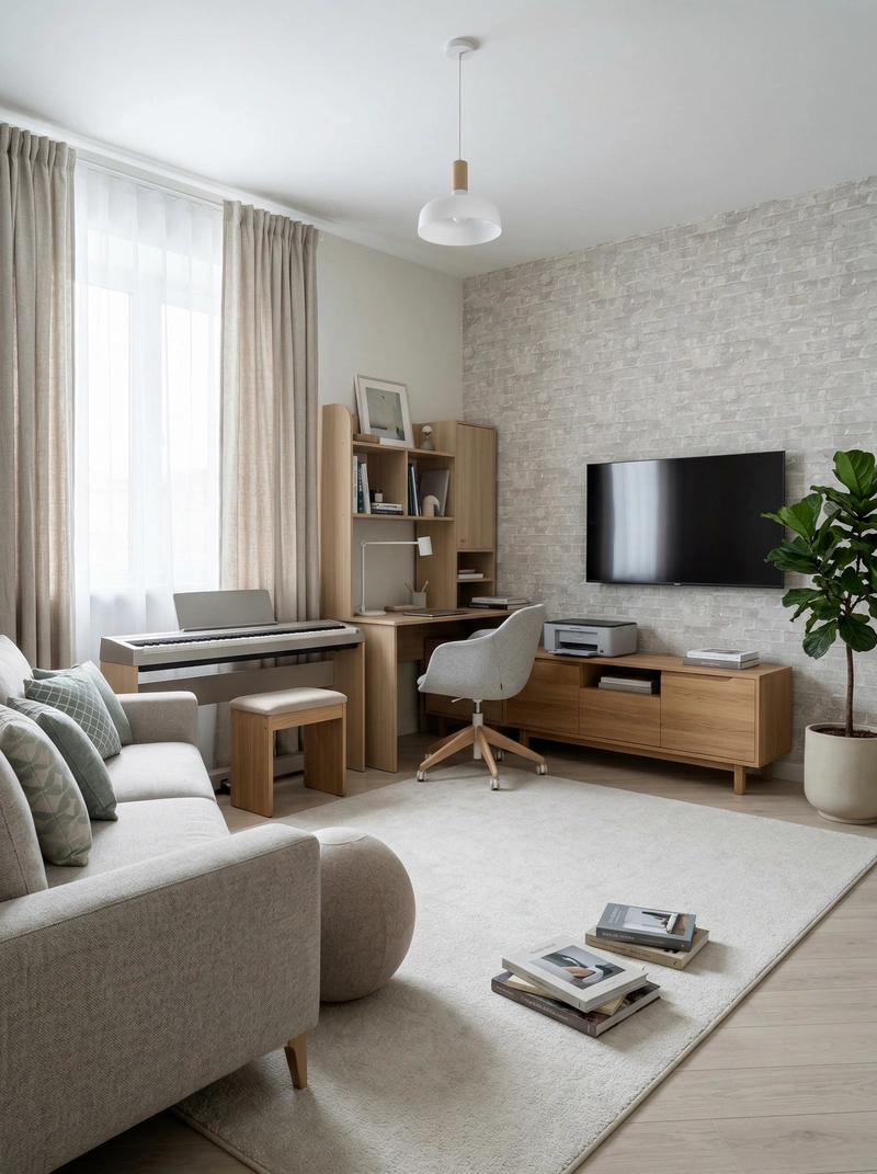 Дизайн интерьера в стиле Сканди — Гостиная от нейросети RoomGPT