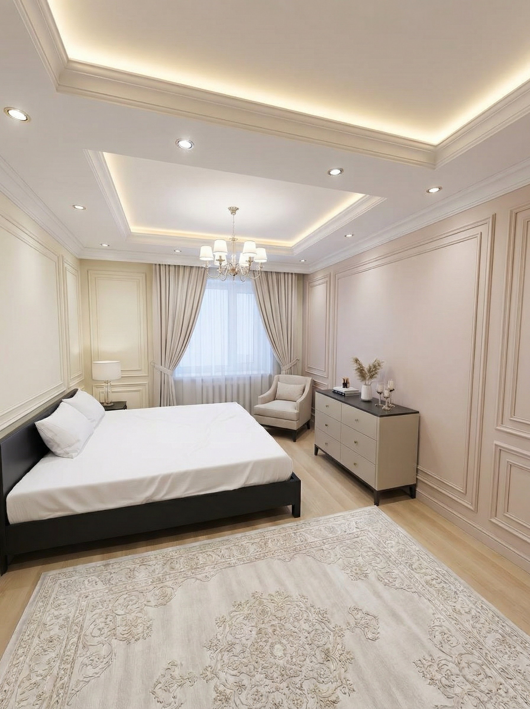 Дизайн спальни в стиле Классика — фото интерьера от нейросети RoomGPT