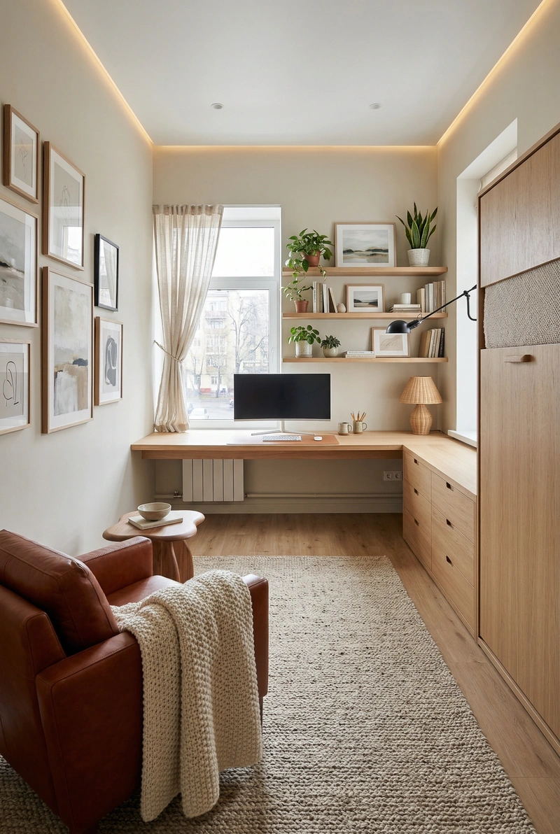 Дизайн интерьера в стиле Хюгге — Кабинет от нейросети RoomGPT