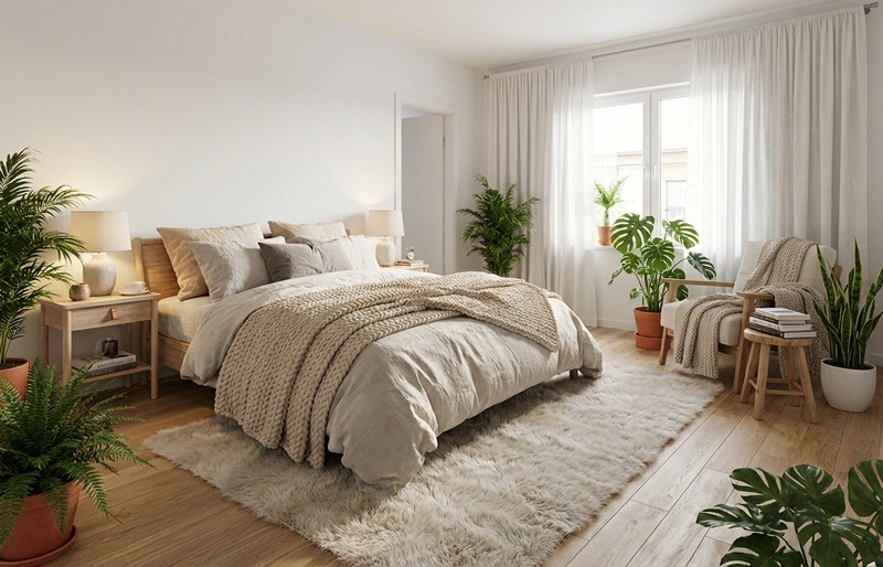 Дизайн интерьера в стиле Хюгге — Спальня от нейросети RoomGPT