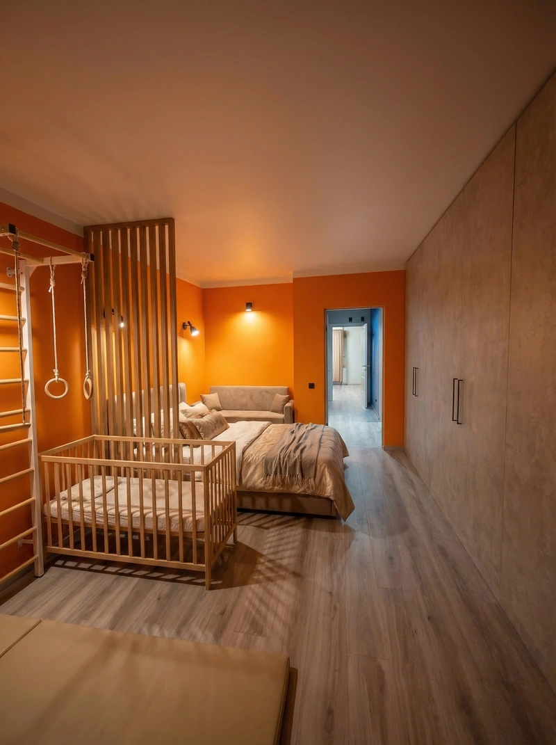 Дизайн спальни в стиле Контемпорари — фото интерьера от нейросети RoomGPT