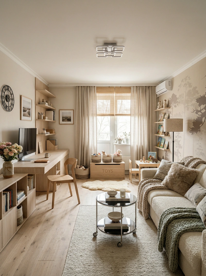 Дизайн интерьера в стиле Хюгге — Гостиная от нейросети RoomGPT