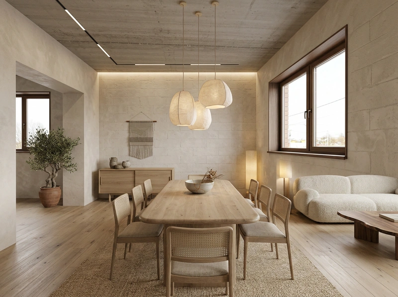 Дизайн гостиной в стиле Japandi — фото интерьера от нейросети RoomGPT