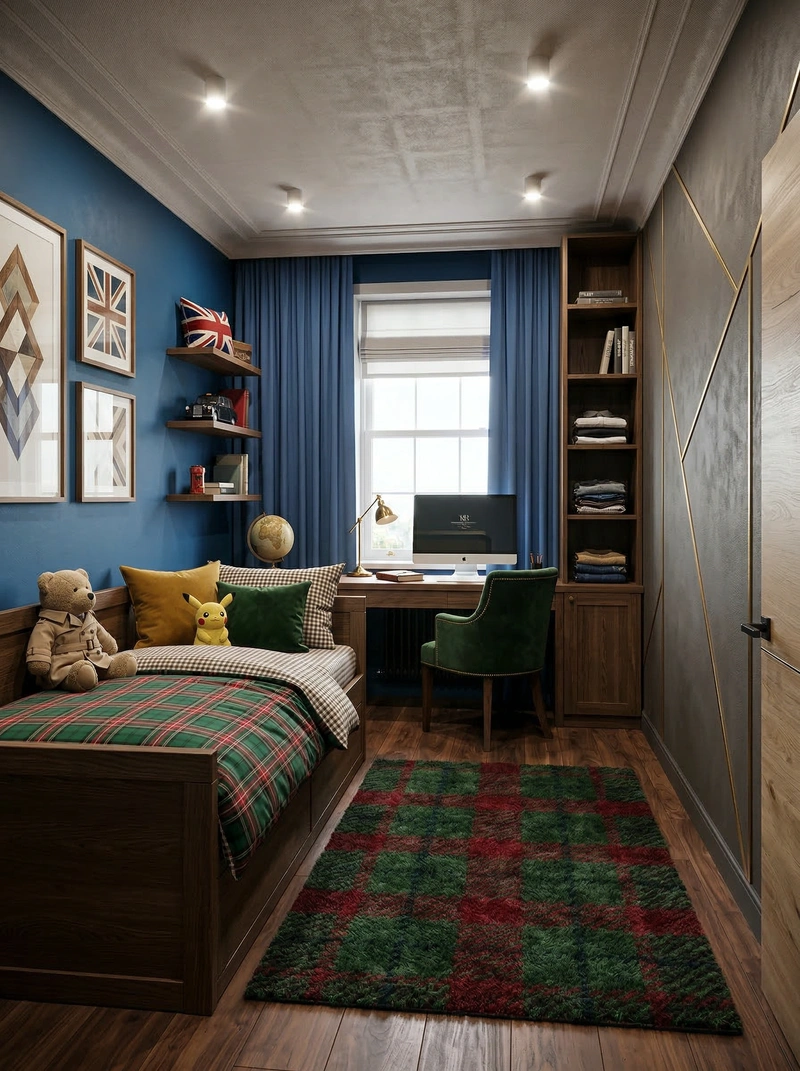 Дизайн детской в стиле Британский — фото интерьера от нейросети RoomGPT