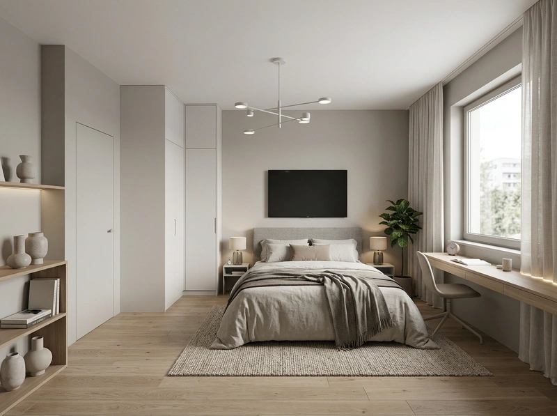 Дизайн интерьера в стиле Сканди — Спальня от нейросети RoomGPT