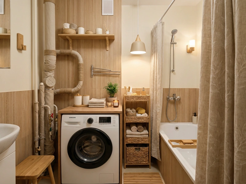 Дизайн интерьера в стиле Хюгге — Ванная от нейросети RoomGPT