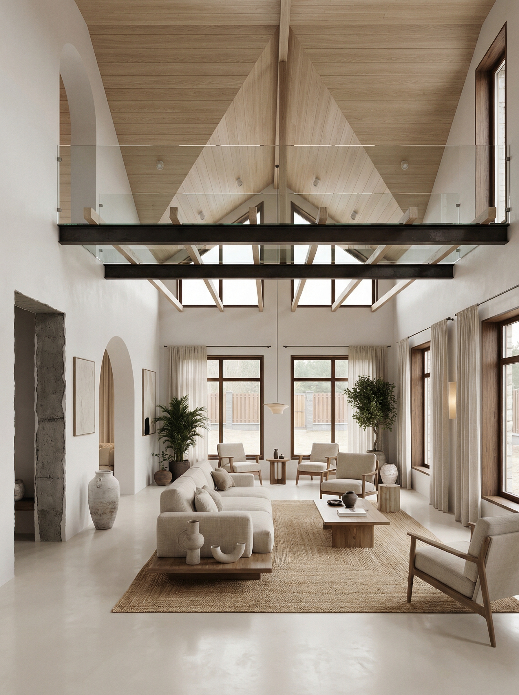 Дизайн гостиной в стиле Japandi — фото интерьера от нейросети RoomGPT