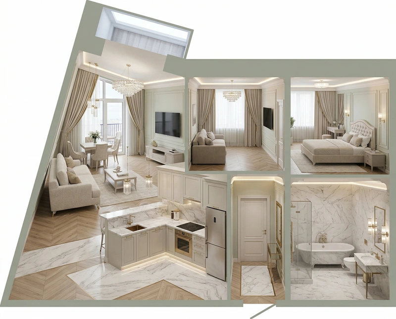 Дизайн кухни в стиле Неоклассика — фото интерьера от нейросети RoomGPT