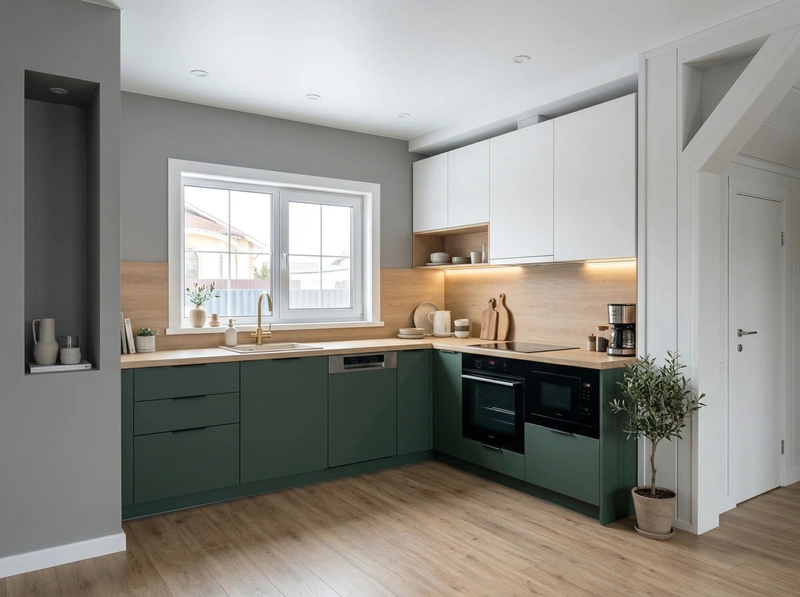 Дизайн кухни в стиле Сканди — фото интерьера от нейросети RoomGPT