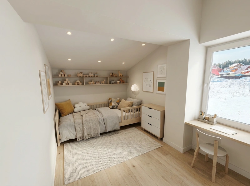 Дизайн детской в стиле Сканди — фото интерьера от нейросети RoomGPT