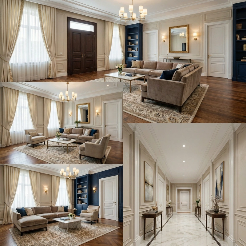 Дизайн интерьера в стиле Классика — Гостиная от нейросети RoomGPT