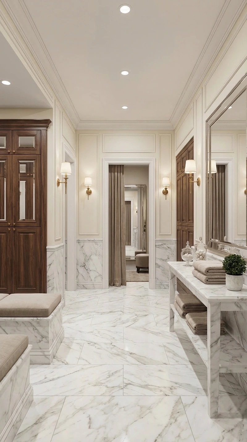 Дизайн ванной в стиле Классика — фото интерьера от нейросети RoomGPT