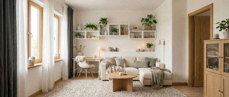 Дизайн интерьера в стиле Хюгге — Гостиная от нейросети RoomGPT