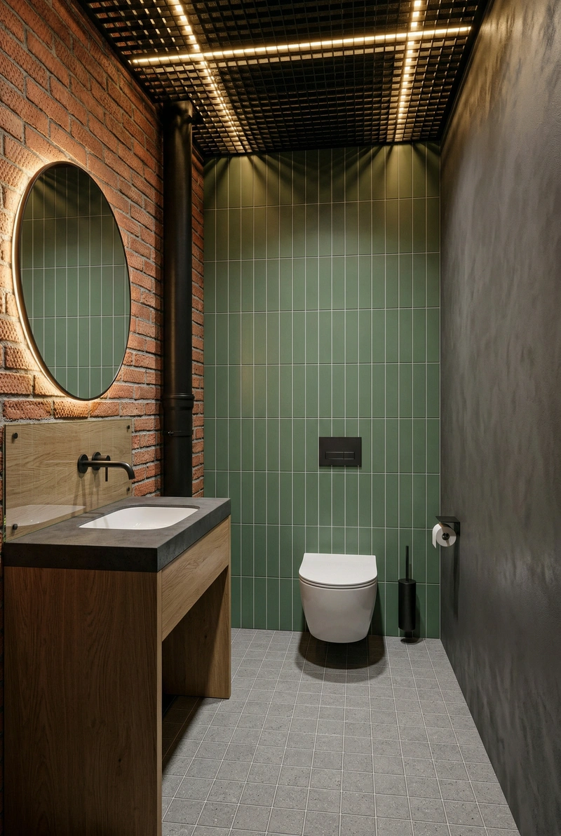 Дизайн интерьера в стиле Лофт — Ванная от нейросети RoomGPT