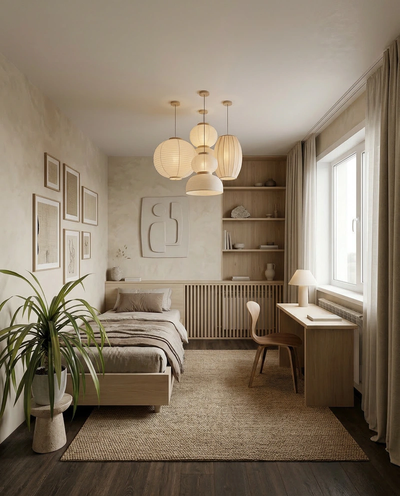 Дизайн детской в стиле Japandi — фото интерьера от нейросети RoomGPT