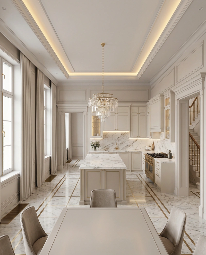 Дизайн интерьера в стиле Неоклассика — Кухня от нейросети RoomGPT