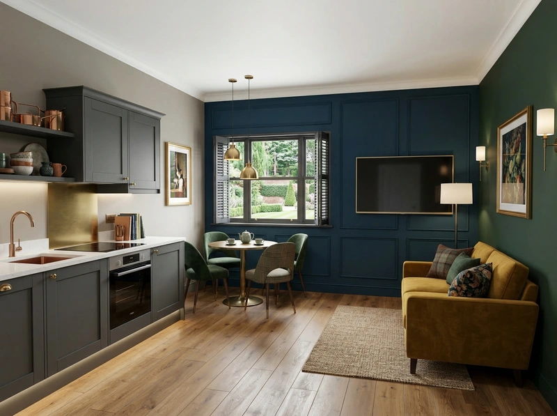 Дизайн кухни в стиле Британский — фото интерьера от нейросети RoomGPT