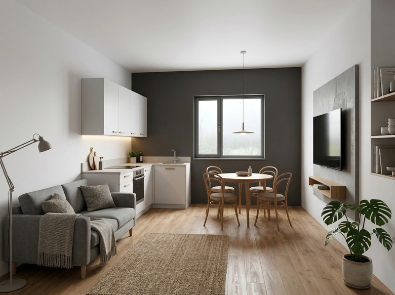 Дизайн кухни в стиле Сканди — фото интерьера от нейросети RoomGPT