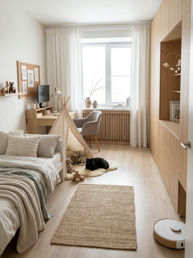 Дизайн детской в стиле Хюгге — фото интерьера от нейросети RoomGPT