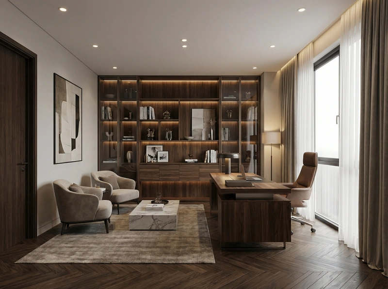 Дизайн интерьера в стиле Контемпорари — Кабинет от нейросети RoomGPT