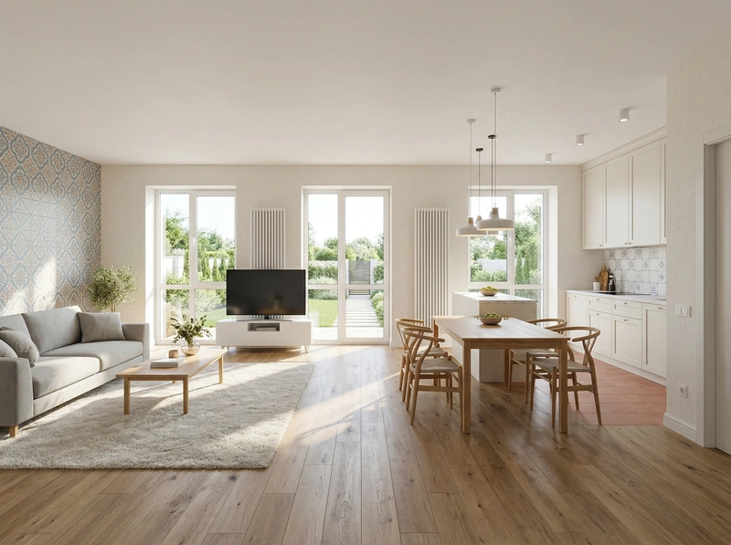 Дизайн гостиной в стиле Сканди — фото интерьера от нейросети RoomGPT