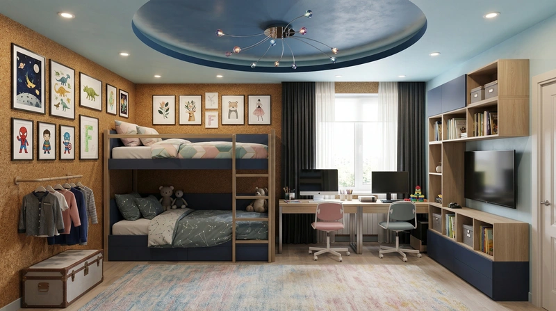 Дизайн детской в стиле Контемпорари — фото интерьера от нейросети RoomGPT
