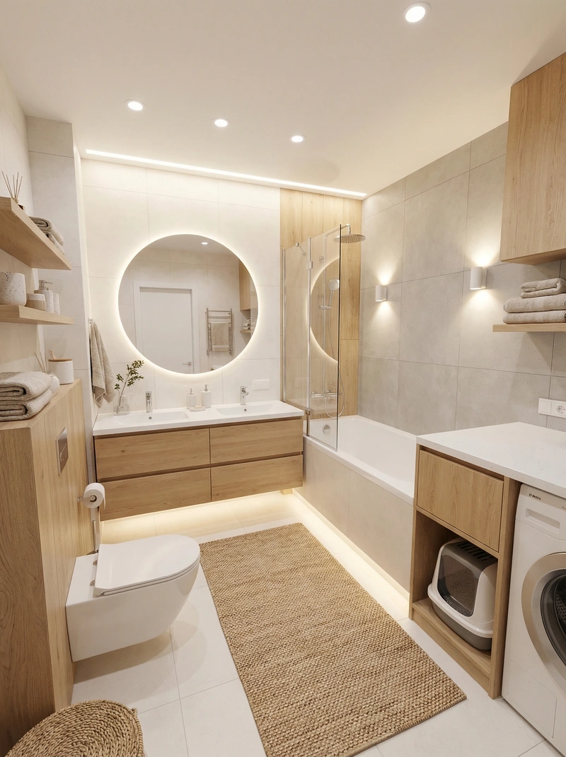 Дизайн интерьера в стиле Сканди — Ванная от нейросети RoomGPT