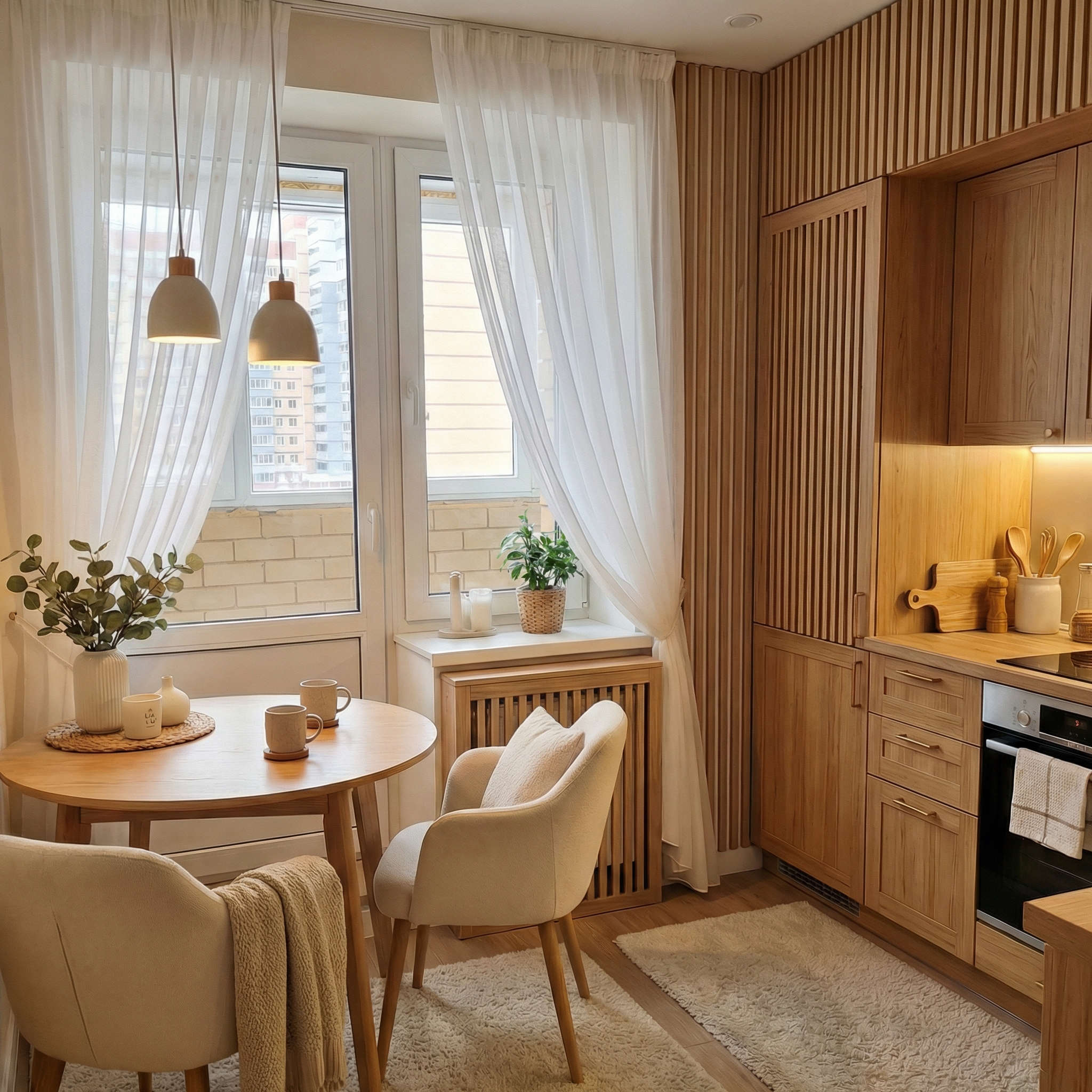 Дизайн кухни в стиле Хюгге — фото интерьера от нейросети RoomGPT