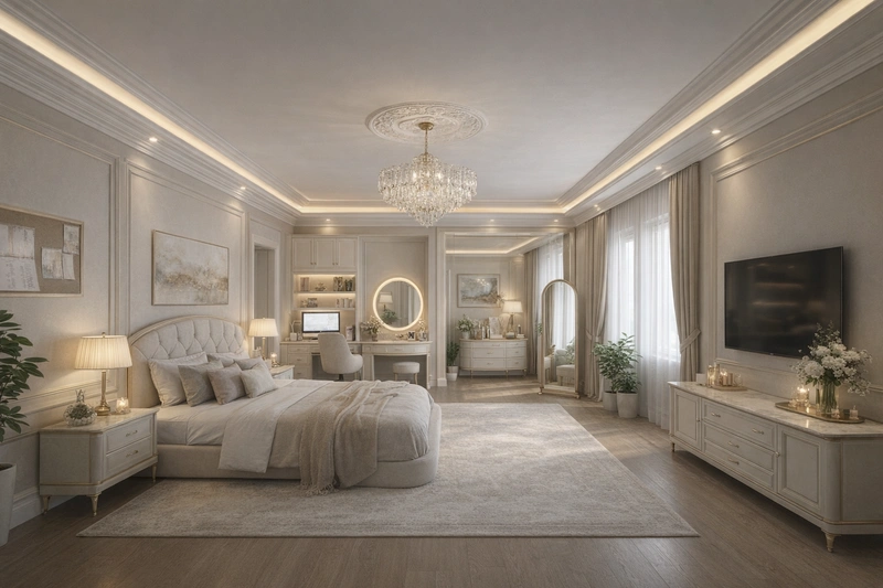 Дизайн интерьера в стиле Неоклассика — Спальня от нейросети RoomGPT