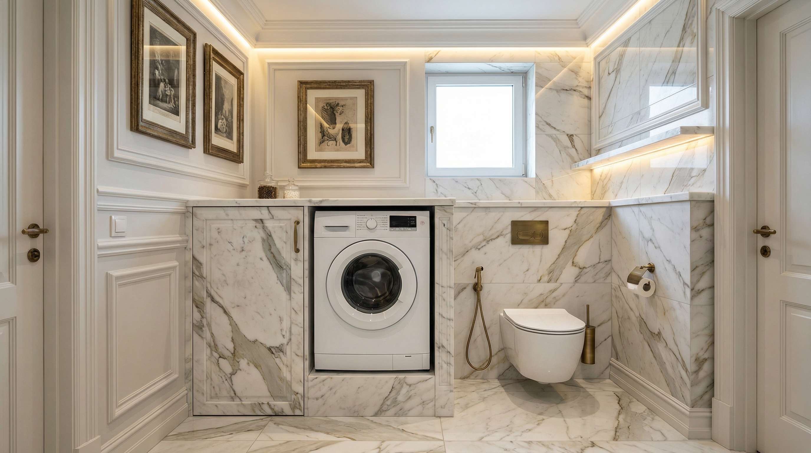 Дизайн ванной в стиле Классика — фото интерьера от нейросети RoomGPT