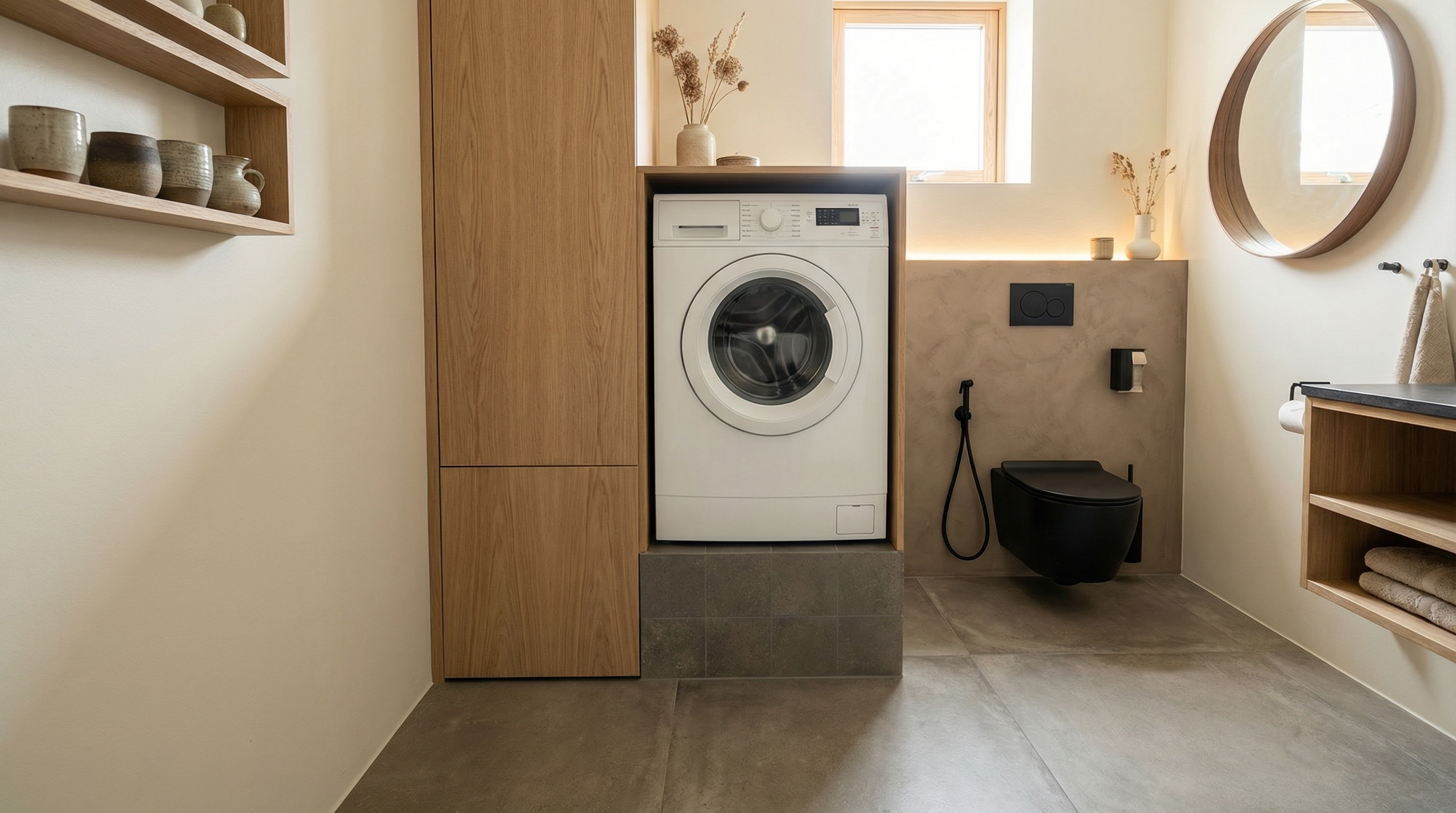 Дизайн ванной в стиле Japandi — фото интерьера от нейросети RoomGPT