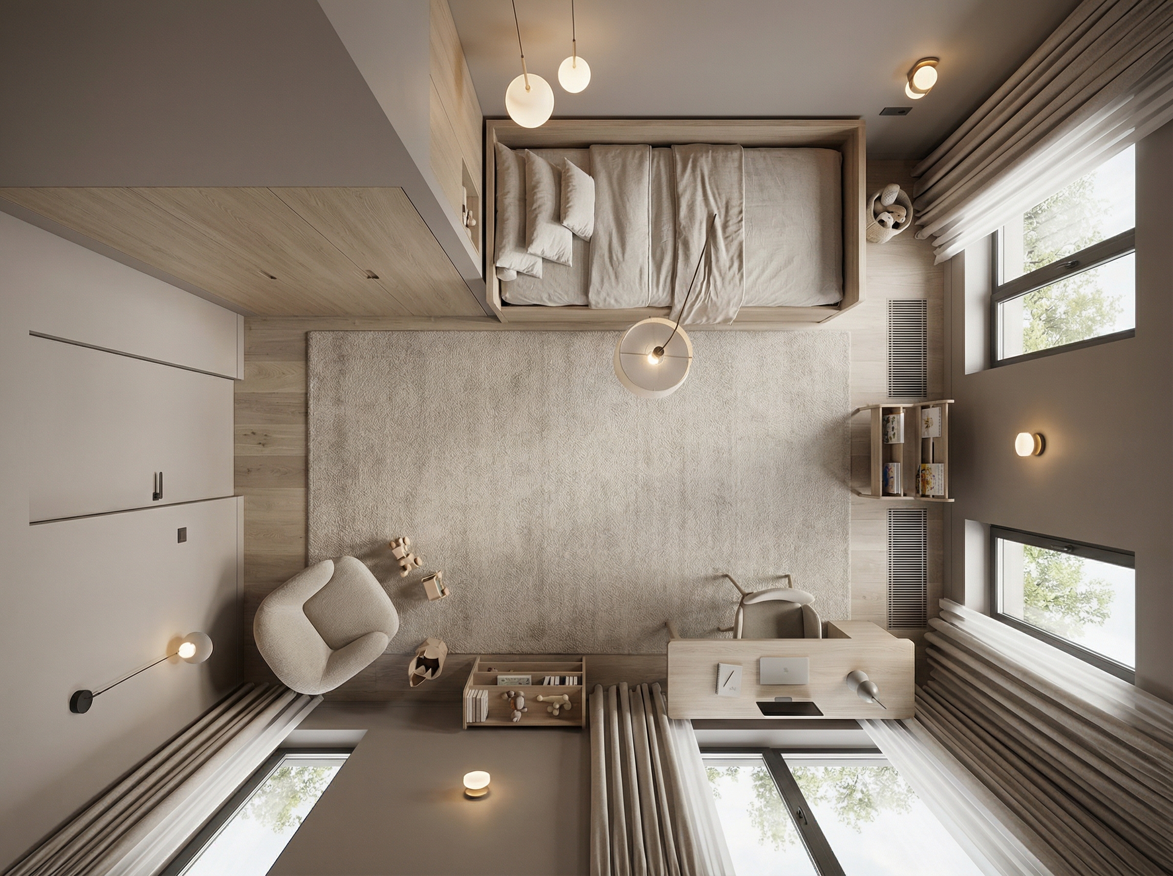 Дизайн детской в стиле Минимализм — фото интерьера от нейросети RoomGPT