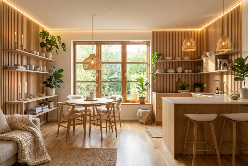 Дизайн интерьера в стиле Хюгге — Кухня от нейросети RoomGPT
