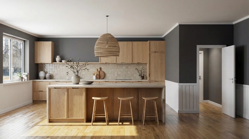 Дизайн кухни в стиле Japandi — фото интерьера от нейросети RoomGPT