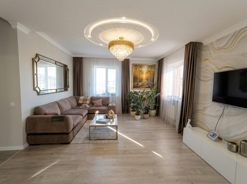 Дизайн гостиной в стиле Контемпорари — фото интерьера от нейросети RoomGPT