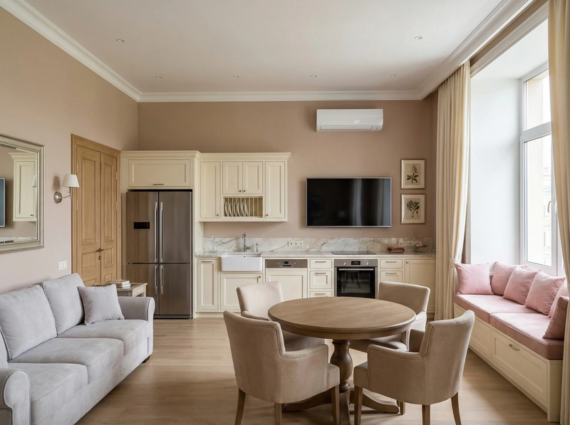 Дизайн интерьера в стиле Классика — Кухня от нейросети RoomGPT