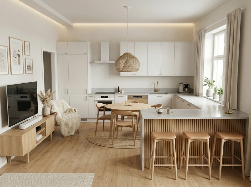 Дизайн гостиной в стиле Хюгге — фото интерьера от нейросети RoomGPT