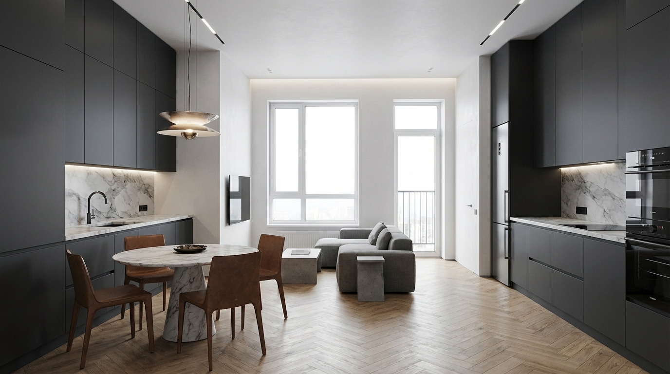 Дизайн кухни в стиле Минимализм — фото интерьера от нейросети RoomGPT