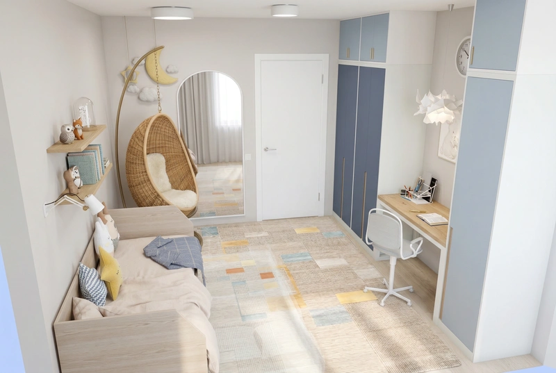 Дизайн интерьера в стиле Сканди — Детская от нейросети RoomGPT