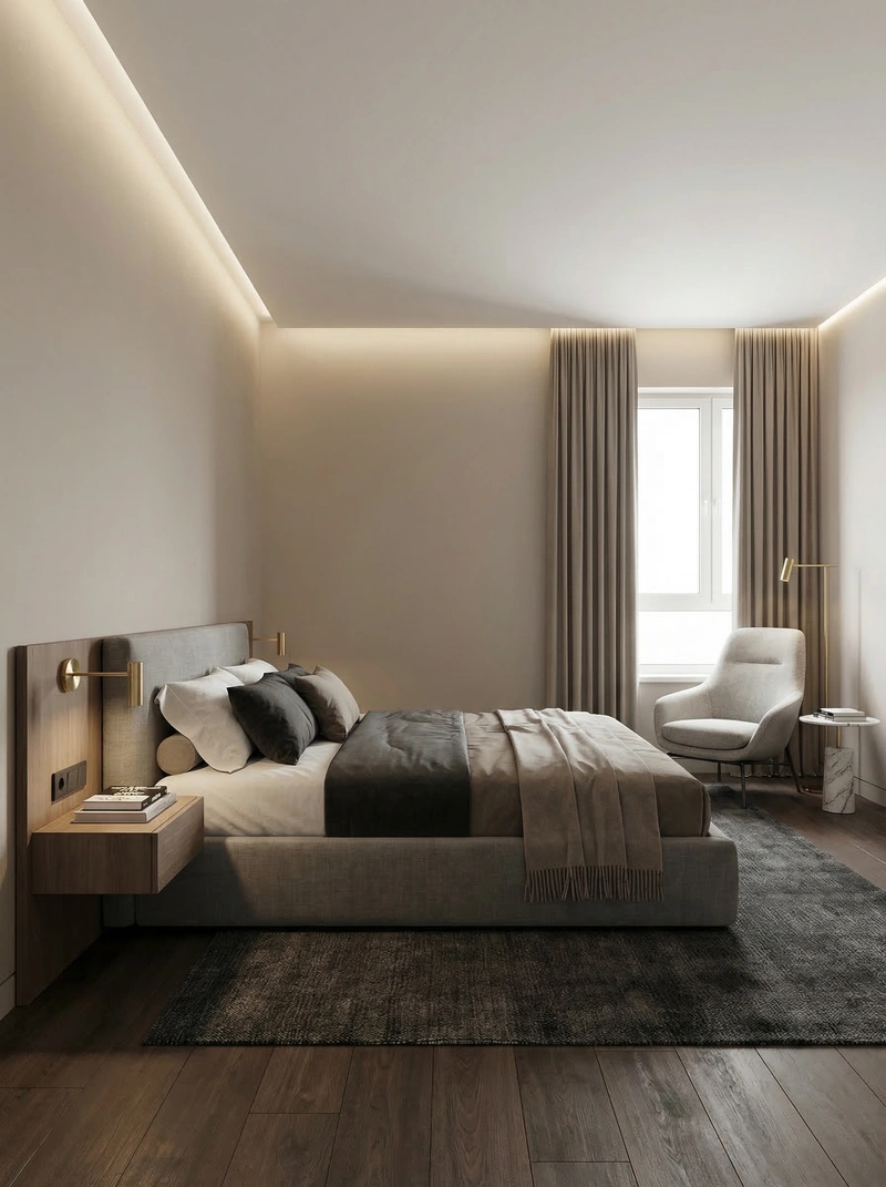 Дизайн интерьера в стиле Минимализм — Спальня от нейросети RoomGPT
