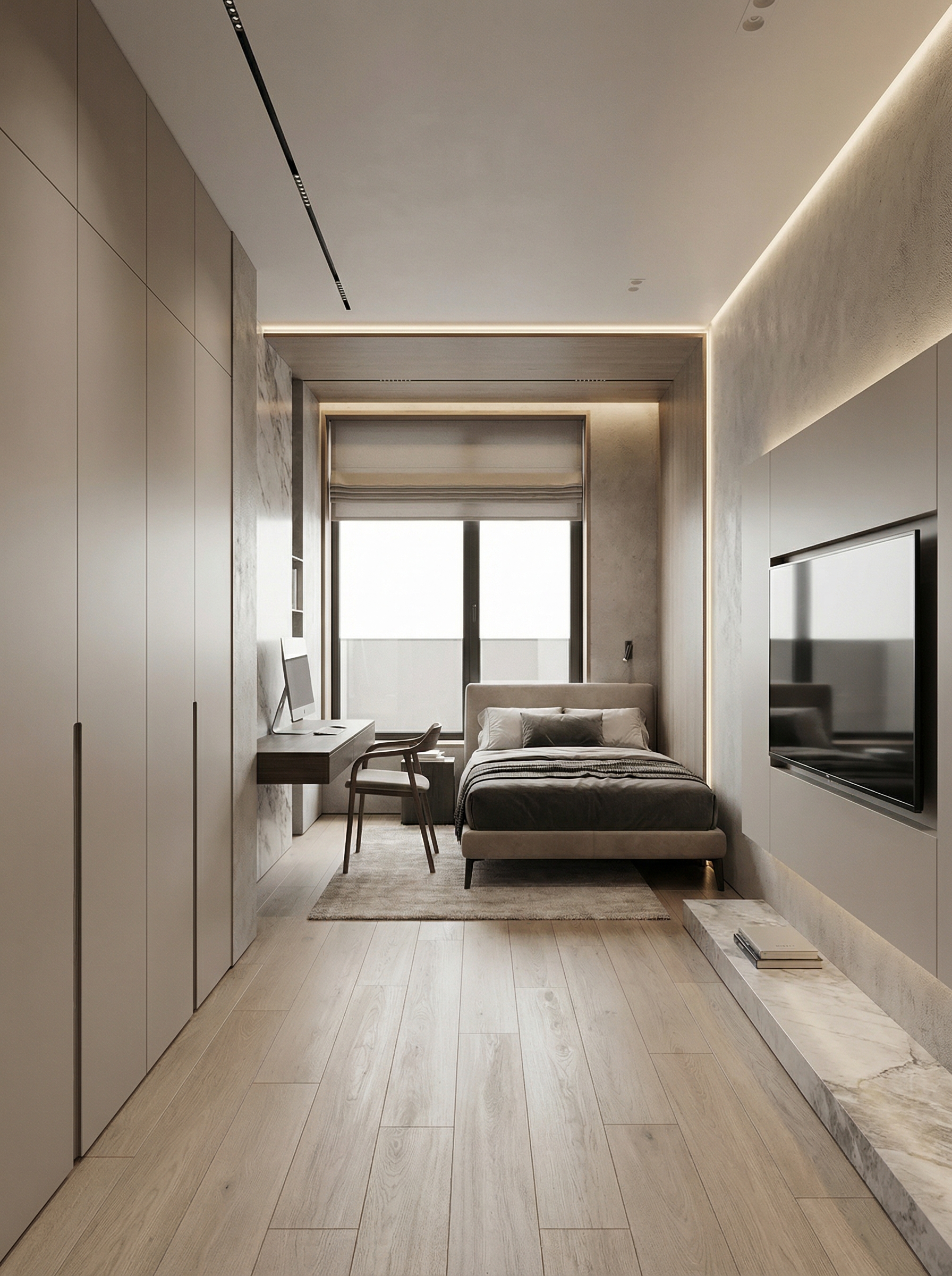 Дизайн спальни в стиле Минимализм — фото интерьера от нейросети RoomGPT