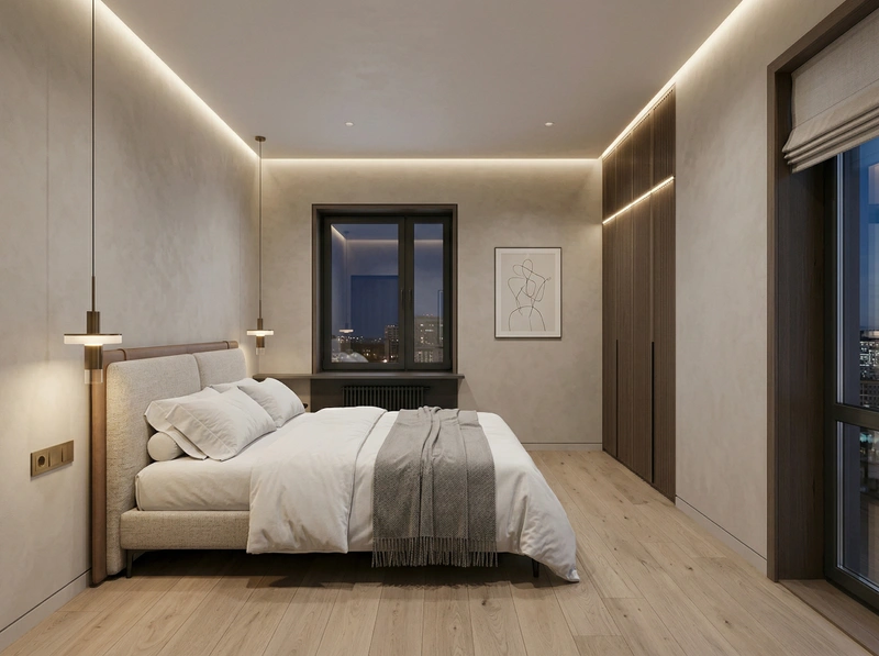Дизайн спальни в стиле Минимализм — фото интерьера от нейросети RoomGPT