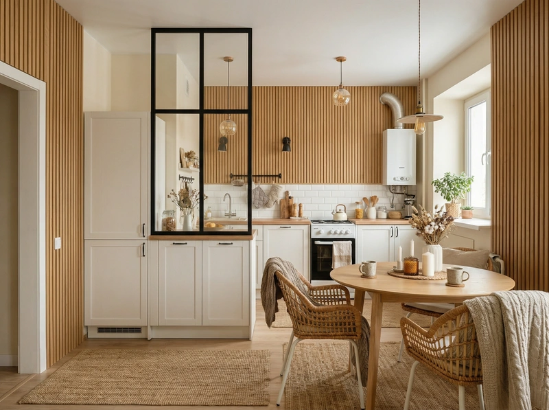 Дизайн интерьера в стиле Хюгге — Кухня от нейросети RoomGPT