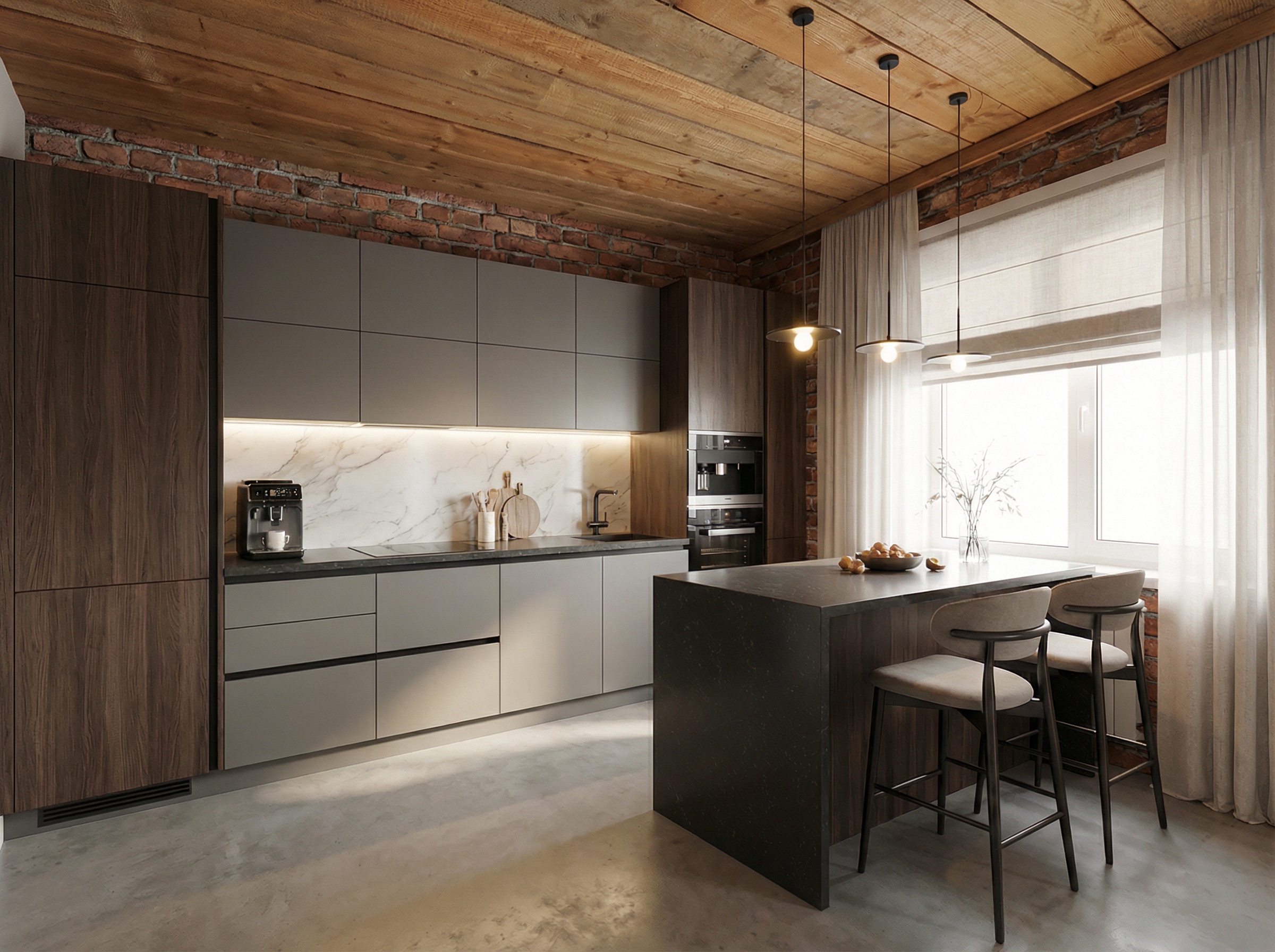 Дизайн кухни в стиле Контемпорари — фото интерьера от нейросети RoomGPT