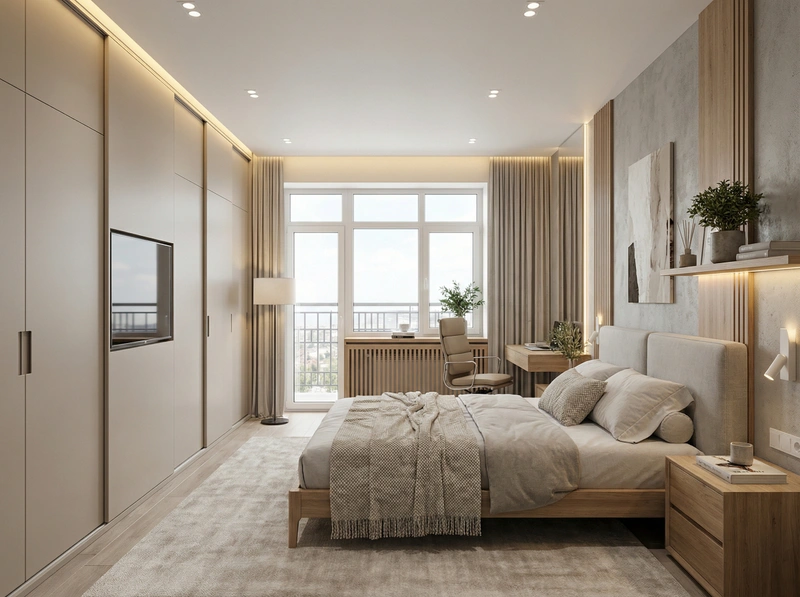 Дизайн интерьера в стиле Контемпорари — Спальня от нейросети RoomGPT